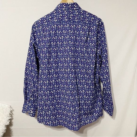 L Mini Floral Print Blue Purple White Button Down Shirt Tommy Hilfiger - Picture 2 of 8